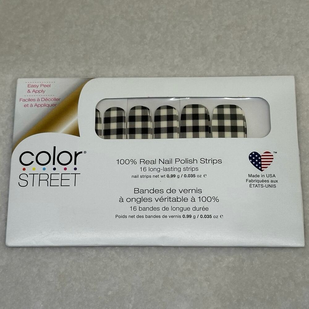 Color Street PLAID ABOUT YOU Nail Polish Strips Black and White NIB